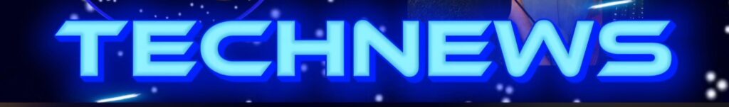 Letreiro iluminado com texto em destaque. A imagem mostra a palavra "TECHNEWS" em letras maiúsculas, grandes, com um brilho azul intenso sobre um fundo escuro. Pequenos pontos brancos ao redor dão um efeito de luz ou brilho adicional, criando um visual futurista e tecnológico.